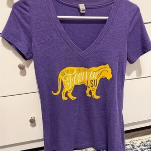 Purple V-Neck LSU Graphic Tee